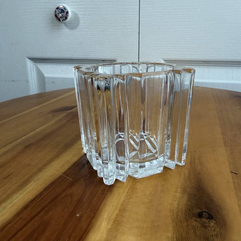 Vintage Square Textured Glass Candle Holder Multipurpose Cottage Granny Decor